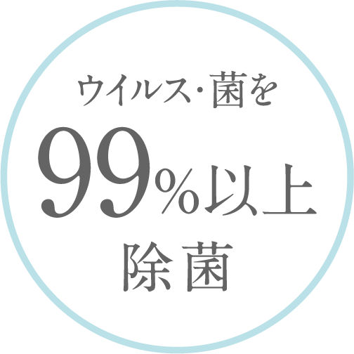 ウイルス・菌を99%以上除菌